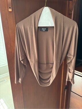Brown Open Front Draped Women's Bolero.
